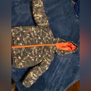 Nike Kids Camouflage Puffer Jacket with Orange Trim